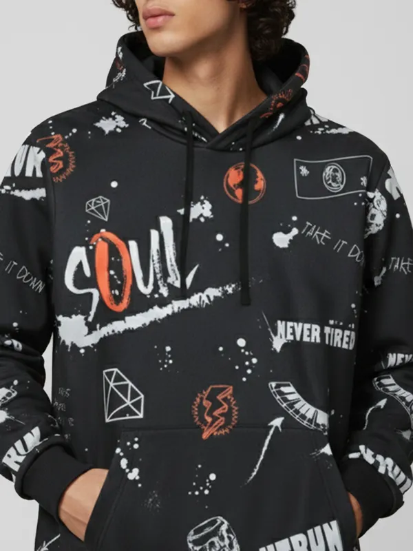 Highlander Men Black Hooded Pullover Sweatshirt