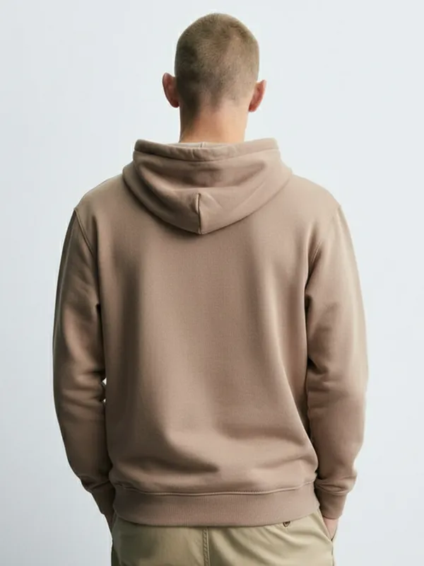 Highlander Men Beige Hooded Pullover Sweatshirt