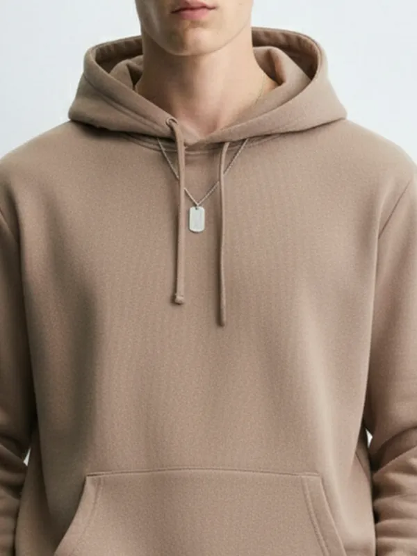 Highlander Men Beige Hooded Pullover Sweatshirt