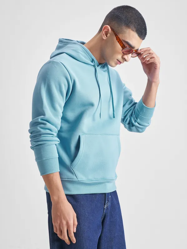 Highlander Men Blue Hooded Pullover Sweatshirt