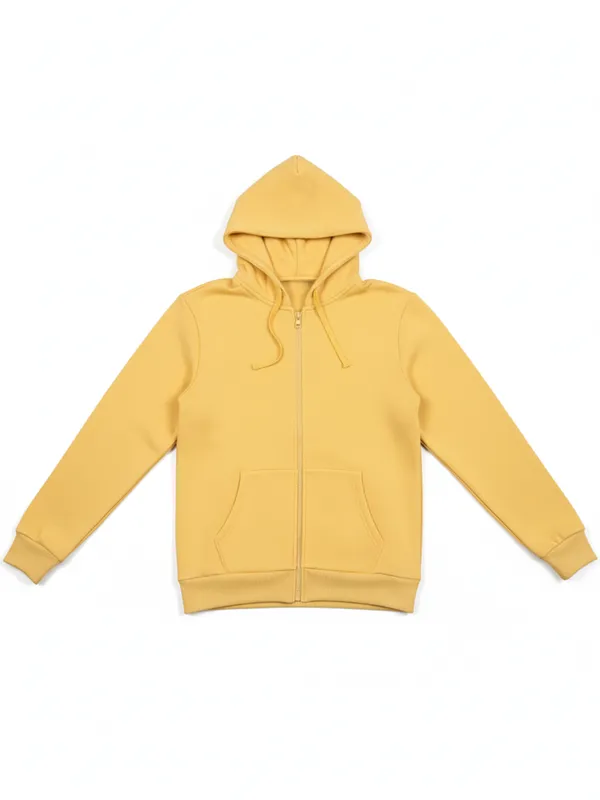 Highlander Men Yellow Hooded Front-Open Sweatshirt