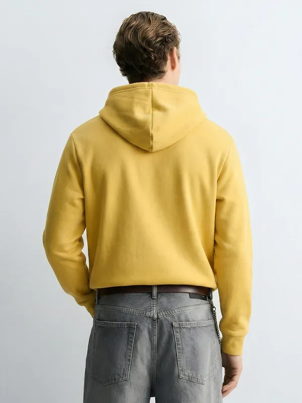 Highlander Men Yellow Hooded Front-Open Sweatshirt