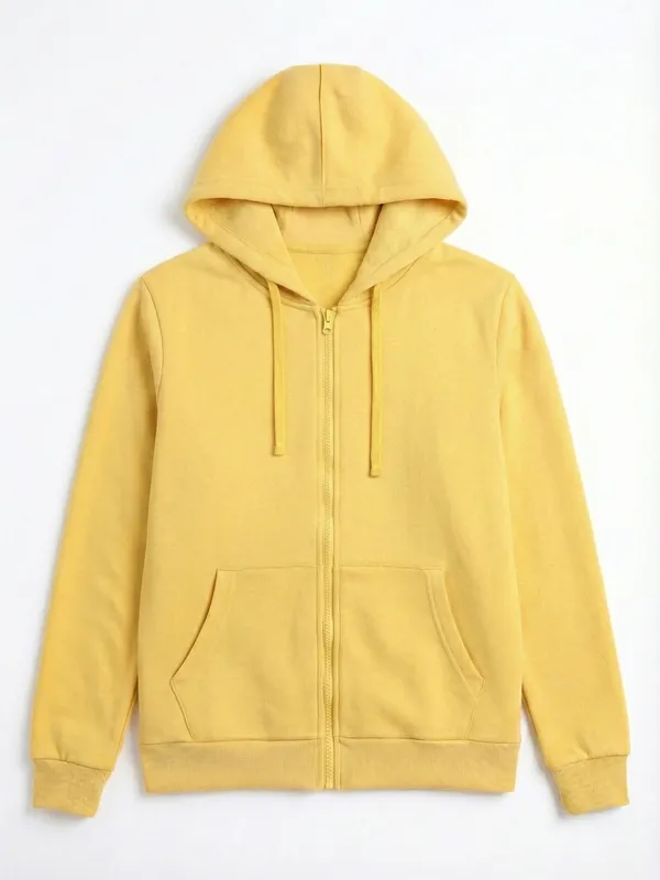 Highlander Men Yellow Hooded Front-Open Sweatshirt