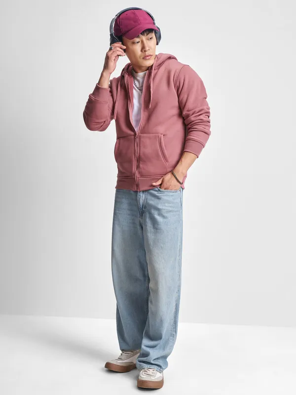 Highlander Men Rose Hooded Front-Open Sweatshirt