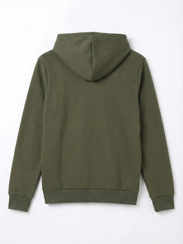 Highlander Men Olive Hooded Front-Open Sweatshirt