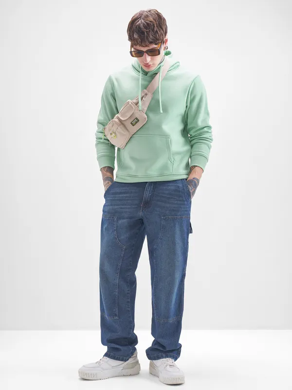 Highlander Men Green Hooded Pullover Sweatshirt