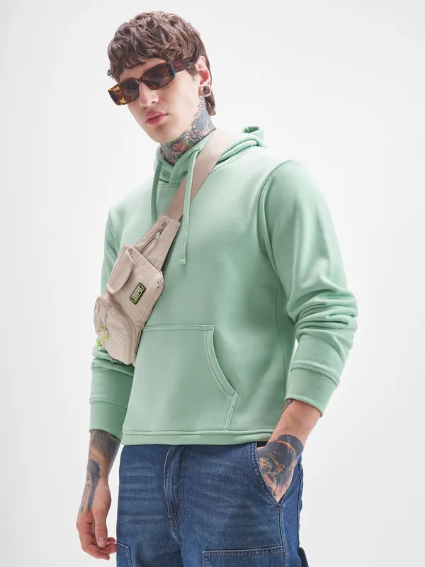 Highlander Men Green Hooded Pullover Sweatshirt