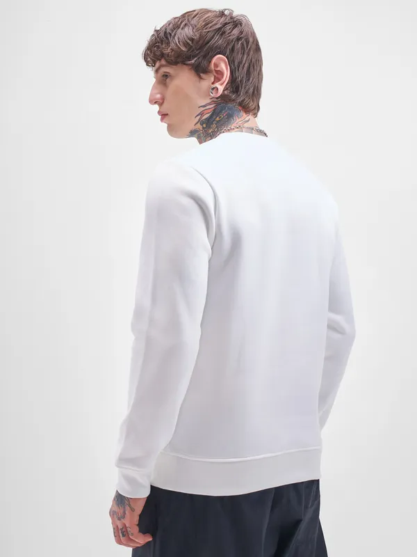 Highlander Men White Round Neck Pullover Sweatshirt