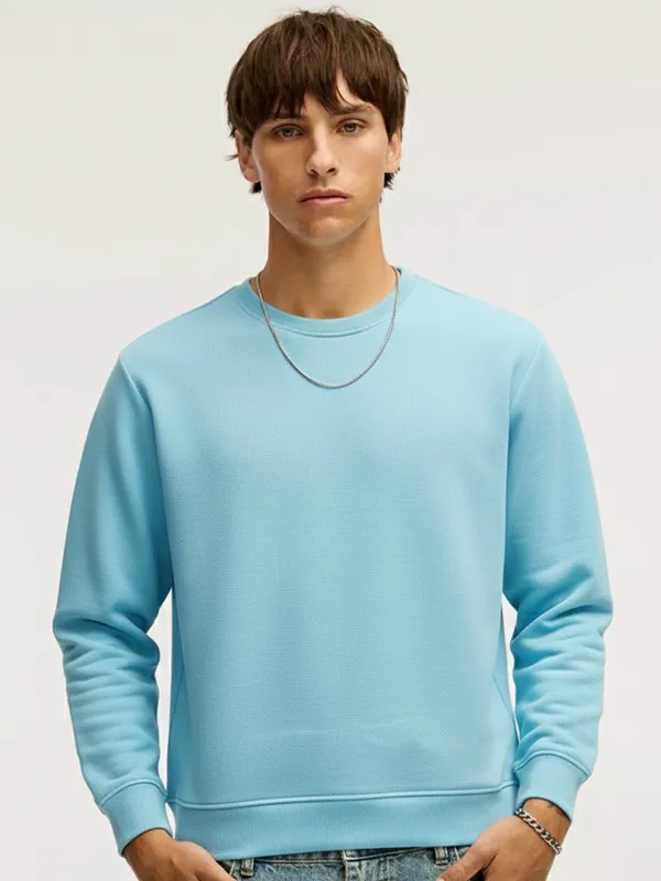 Highlander Men Blue Round Neck Pullover Sweatshirt