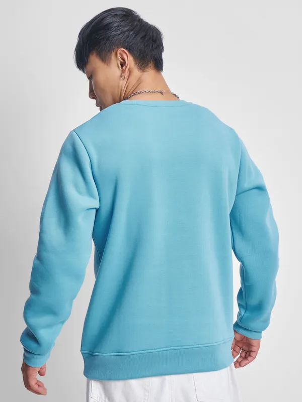 Highlander Men Blue Round Neck Pullover Sweatshirt