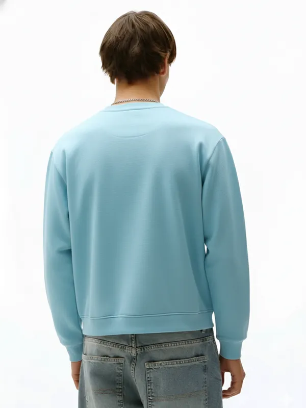 Highlander Men Blue Round Neck Pullover Sweatshirt