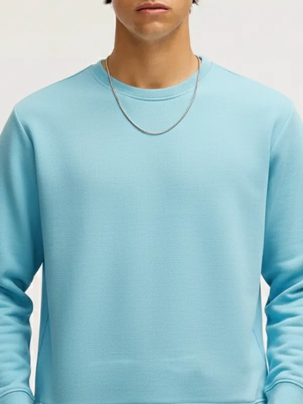 Highlander Men Blue Round Neck Pullover Sweatshirt