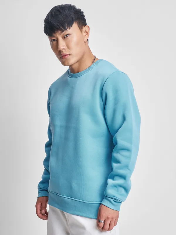 Highlander Men Blue Round Neck Pullover Sweatshirt