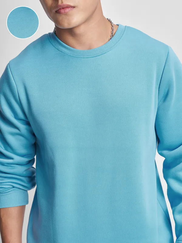 Highlander Men Blue Round Neck Pullover Sweatshirt