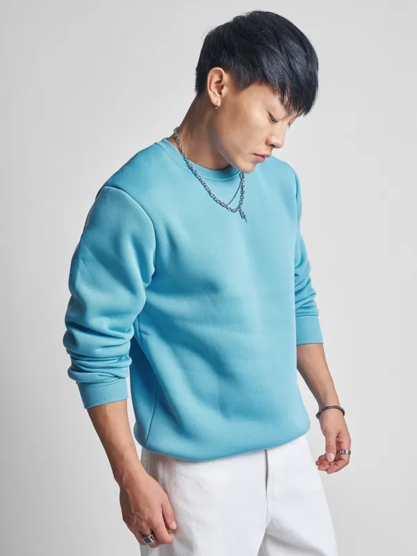 Highlander Men Blue Round Neck Pullover Sweatshirt