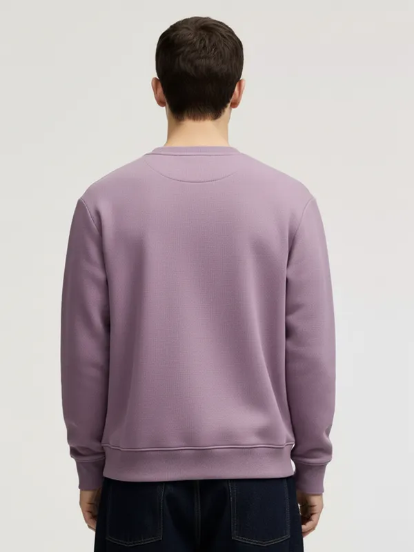 Highlander Men Purple Round Neck Pullover Sweatshirt