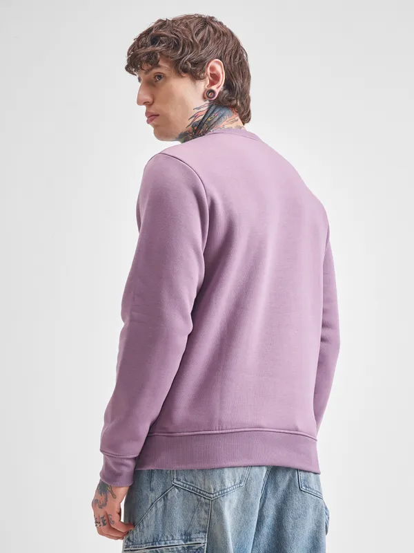 Highlander Men Purple Round Neck Pullover Sweatshirt