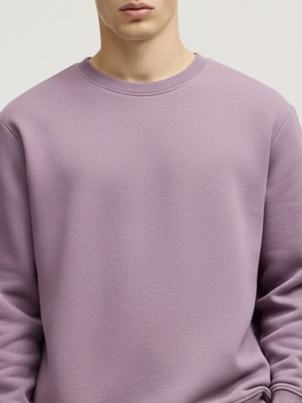 Highlander Men Purple Round Neck Pullover Sweatshirt