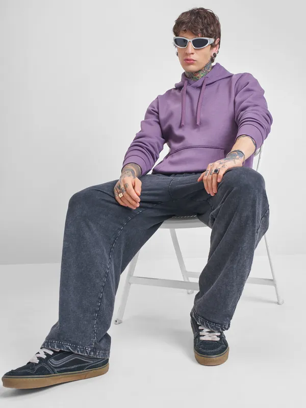 Men Solid Hoodie Sweatshirt