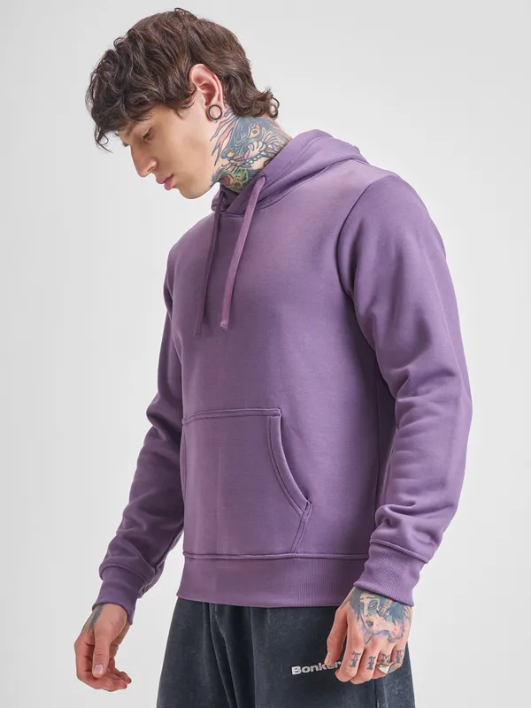 Men Solid Hoodie Sweatshirt