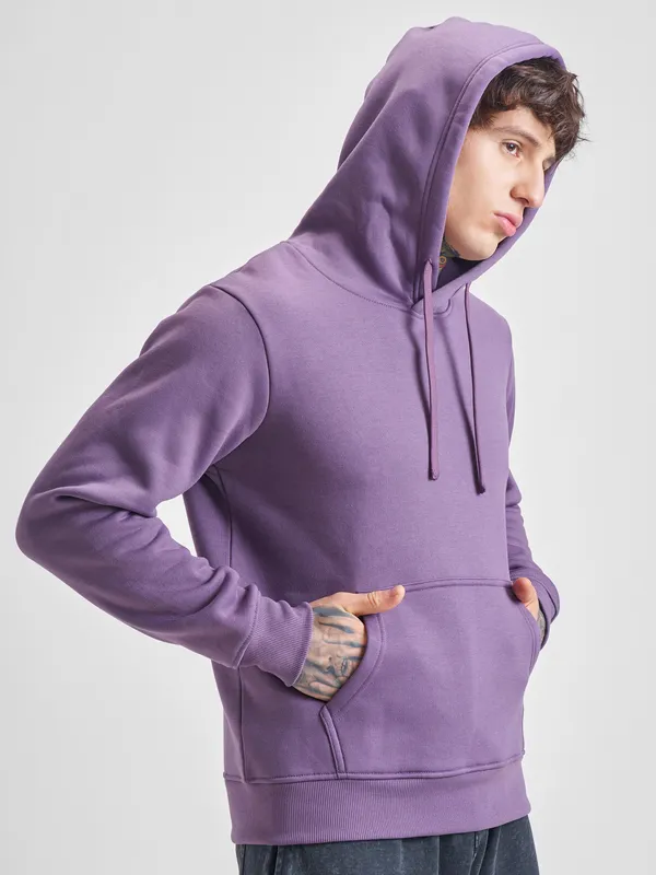 Men Solid Hoodie Sweatshirt