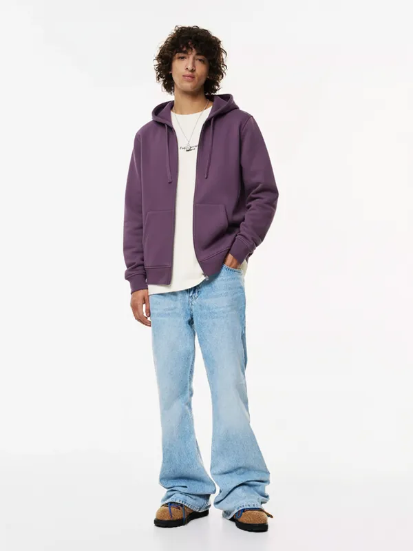 Highlander Men Lavender Hooded Front-Open Sweatshirt