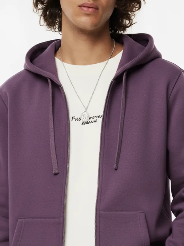 Highlander Men Lavender Hooded Front-Open Sweatshirt