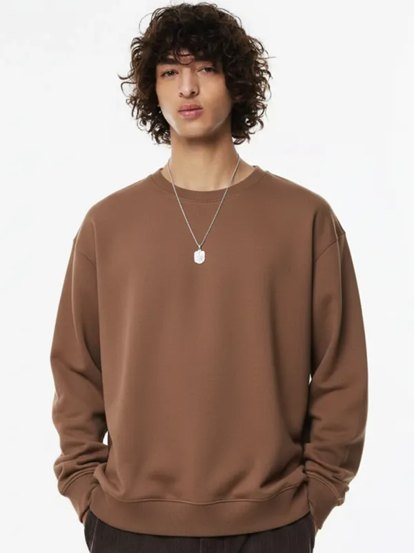 Highlander Men Brown Round Neck Pullover Sweatshirt