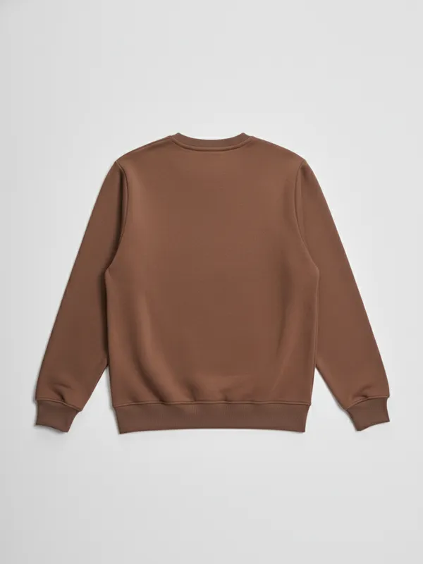 Highlander Men Brown Round Neck Pullover Sweatshirt