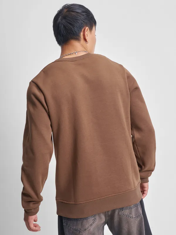 Highlander Men Brown Round Neck Pullover Sweatshirt