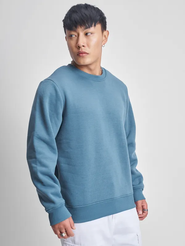 Highlander Men Blue Round Neck Pullover Sweatshirt