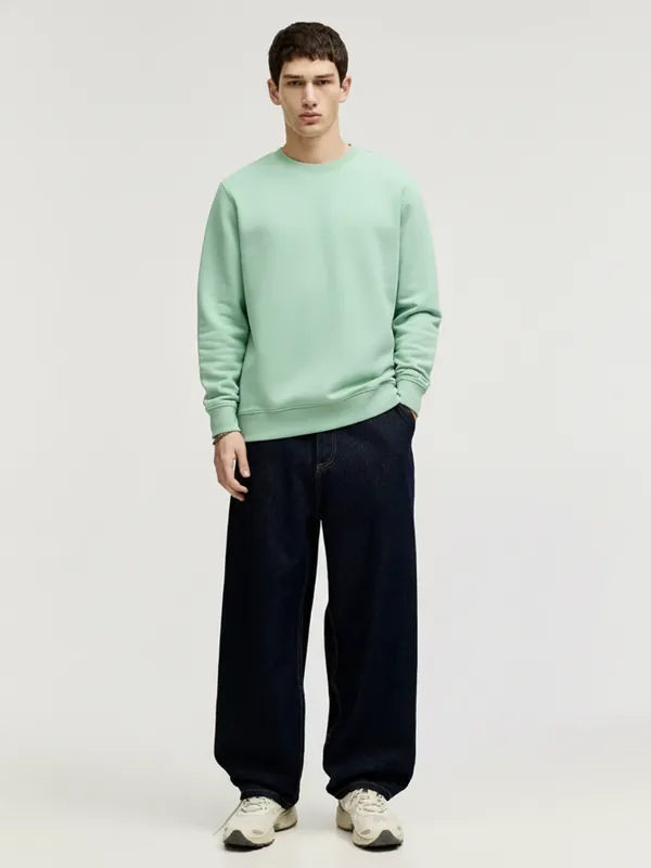 Highlander Men Green Round Neck Pullover Sweatshirt