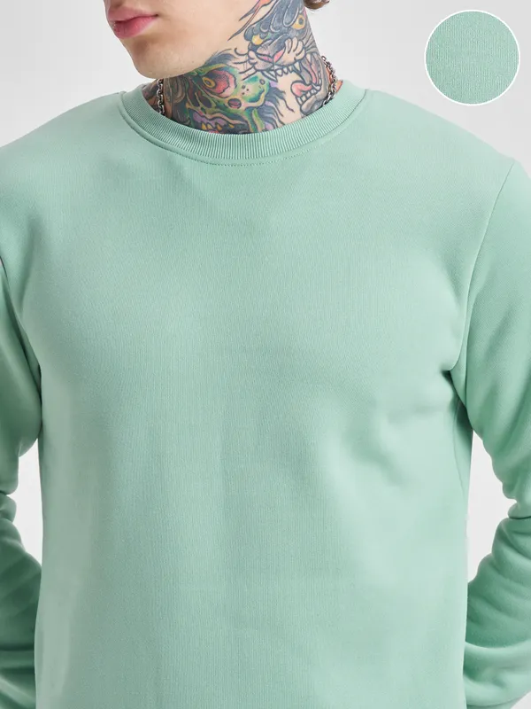 Highlander Men Green Round Neck Pullover Sweatshirt