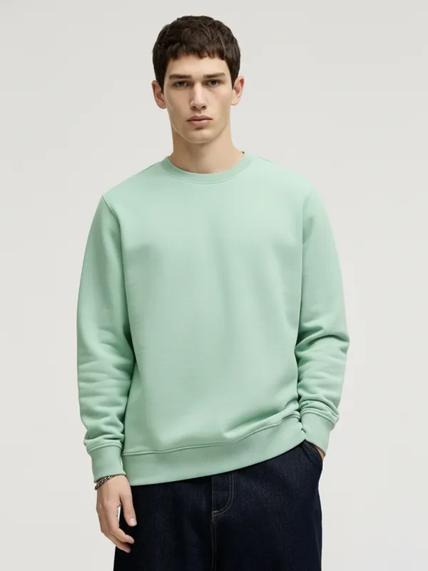Highlander Men Green Round Neck Pullover Sweatshirt