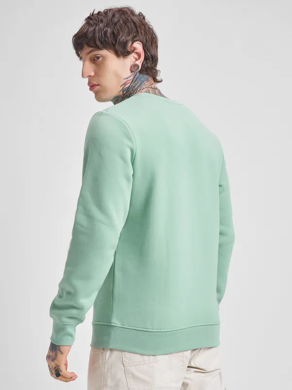 Highlander Men Green Round Neck Pullover Sweatshirt