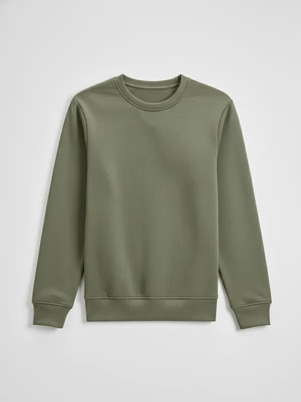 Highlander Men Olive Round Neck Pullover Sweatshirt
