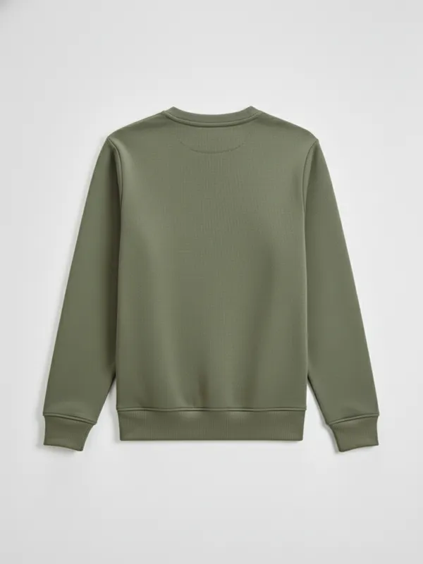 Highlander Men Olive Round Neck Pullover Sweatshirt