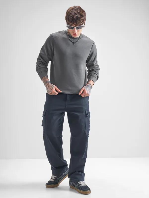 Highlander Men Brown Round Neck Pullover Sweatshirt