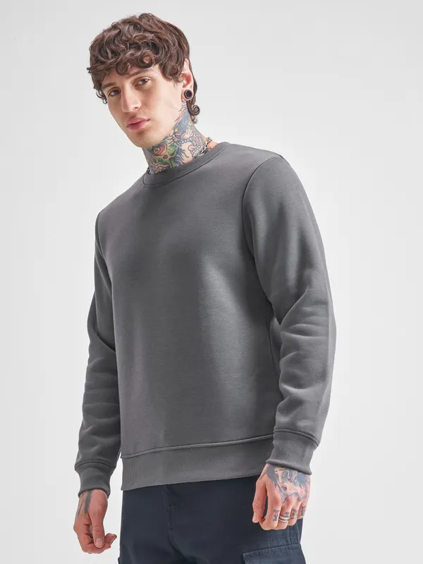 Highlander Men Brown Round Neck Pullover Sweatshirt