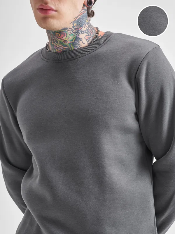 Highlander Men Brown Round Neck Pullover Sweatshirt