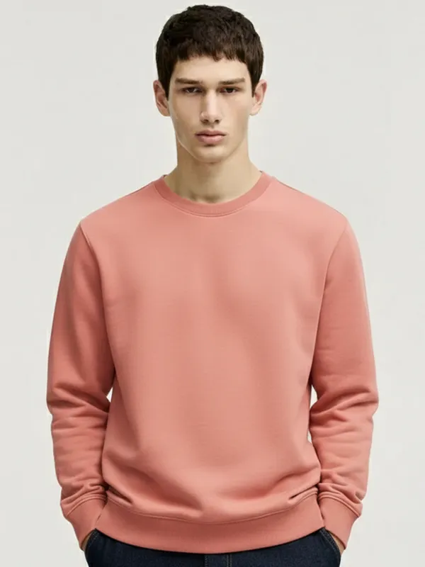 Highlander Men Peach Round Neck Pullover Sweatshirt