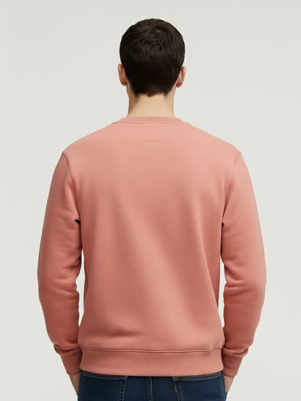 Highlander Men Peach Round Neck Pullover Sweatshirt