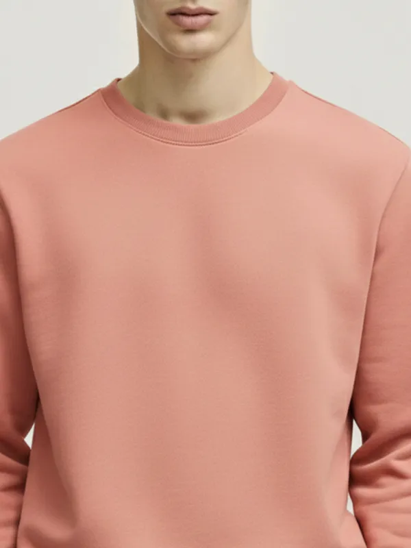 Highlander Men Peach Round Neck Pullover Sweatshirt