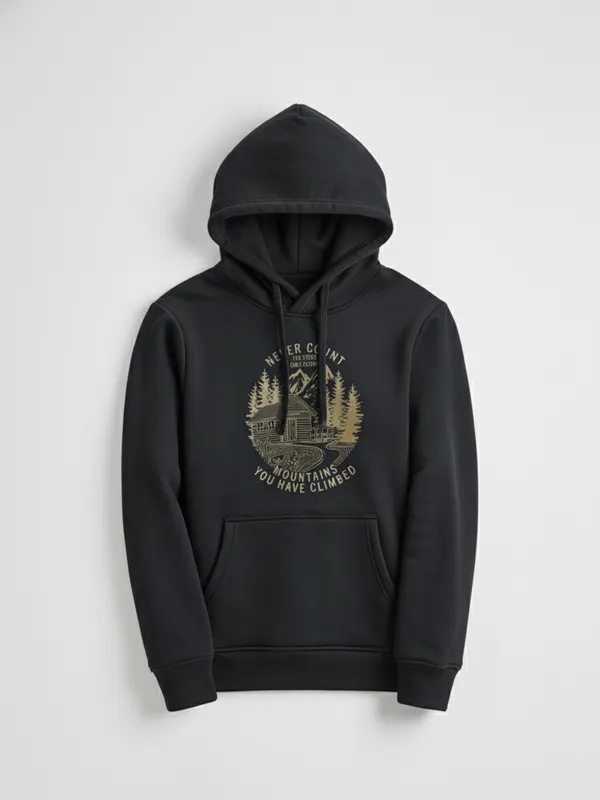 Highlander Men Black Hooded Pullover Sweatshirt