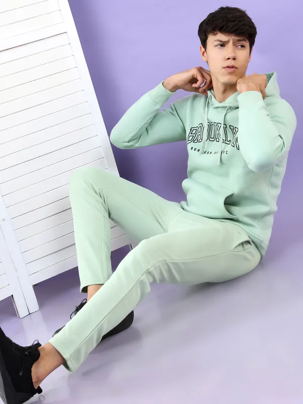 Highlander Men Green Hooded Pullover Sweatshirt