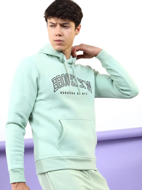 Highlander Men Green Hooded Pullover Sweatshirt