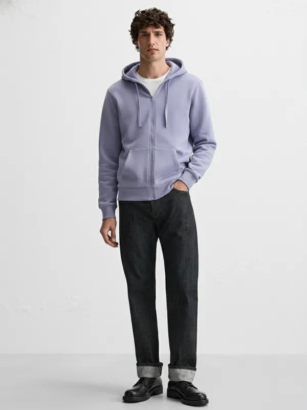 Highlander Men Blue Hooded Front-Open Sweatshirt