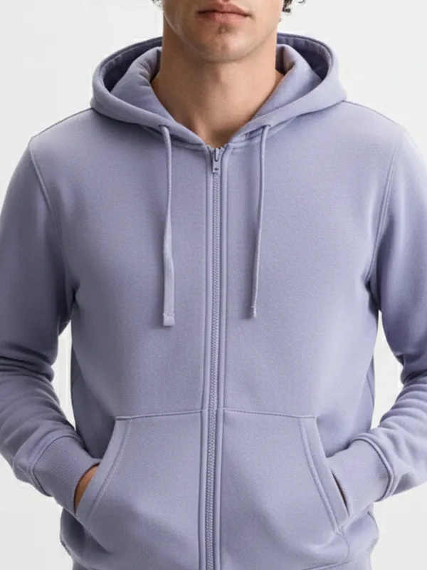 Highlander Men Blue Hooded Front-Open Sweatshirt