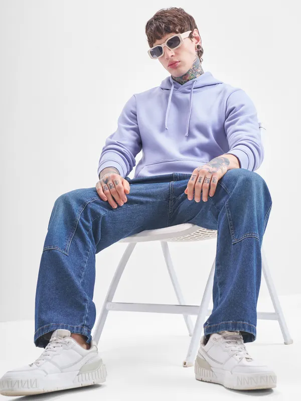 Highlander Men Blue Hooded Pullover Sweatshirt