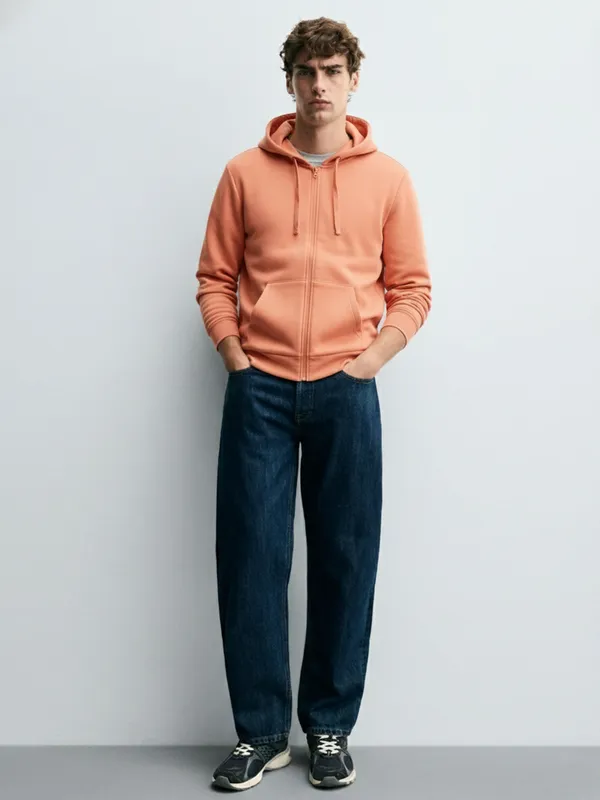 Highlander Men Pink Hooded Front-Open Sweatshirt